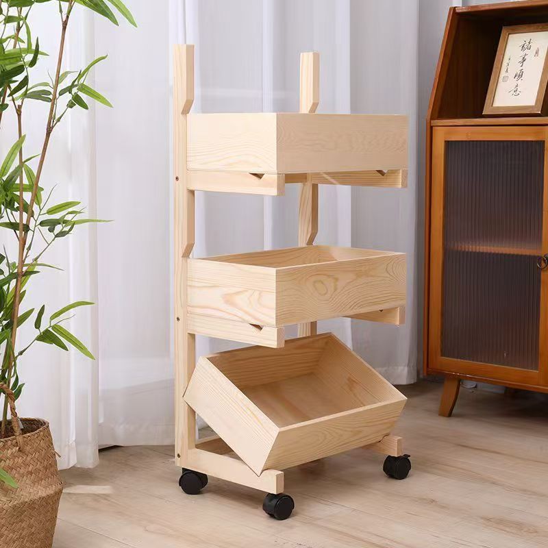 Pine wood three-layer natural color with universal wheels