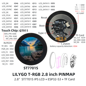 LILYGO TTGO T-RGB 2.1 '' / 2.8'' scheda di sviluppo <span class=keywords><strong>LCD</strong></span> ESP32-S3 ST7701S modulo <span class=keywords><strong>LCD</strong></span> <span class=keywords><strong>TFT</strong></span> IPS <span class=keywords><strong>Touch</strong></span> <span class=keywords><strong>Screen</strong></span> a colori