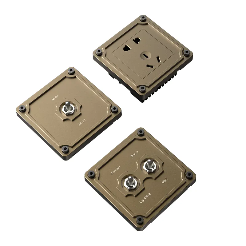 2024 Golden Brass Panel Zigbee Smart Switch Schaltermacher Wifi Knopf 1-4 Gang Licht Schalter und Steckdose