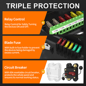 12V Auto Electrical Universal <strong>Circuit</strong> Starter Relay Systems Control Box <strong>Flasher</strong> Unit Dimmable On/Off 8 Gang Switch Panel for New - Product Image 6
