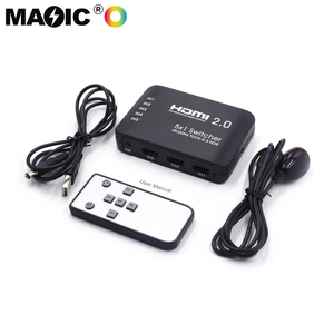 Conmutador de video HDMI 2,0 de alta calidad 5x1 4K60Hz Interruptor de matriz HDMI 3D 5 en 1 con control remoto IR