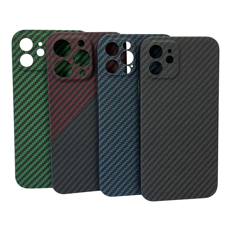 Yeşil siyah mavi 2 renk karbon Fiber Kevlars Aramid telefon iPhone için kılıf Huawei Mate 20 40 P30 P40 P50 Pro Samsung OPPO Xiaomi