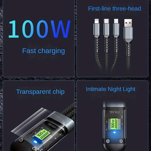 Data Cable 3 in 1 USB Cable 100W Type C Multi-function <strong>One</strong> to Three Lines 1.2m Cable <strong>Charger</strong> for iphone - Product Image 2