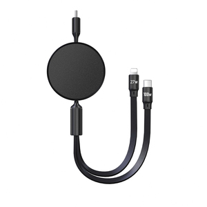 PD 27W PD 100W 2 en 1 Tipo-C a Tipo-C Cable de datos de carga USB Retráctil PD 27W Tipo-C Cable de carga múltiple para iPhone