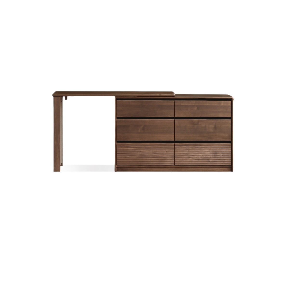 Black walnut wood 1.2m L-shaped table and 1.2m six-drawer chest