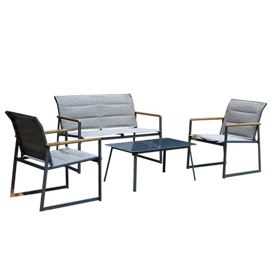 Set di divani da esterno modernismo di vendita caldo Set da pranzo imbottito per esterni con seduta da giardino