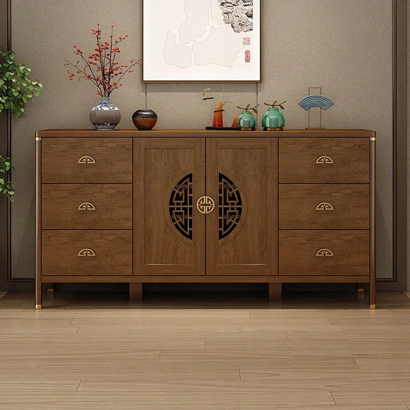 خزانة جانبية خشبية حديثة على الطراز الصيني خزانة جانبية فاخرة أثاث غرفة المعيشة