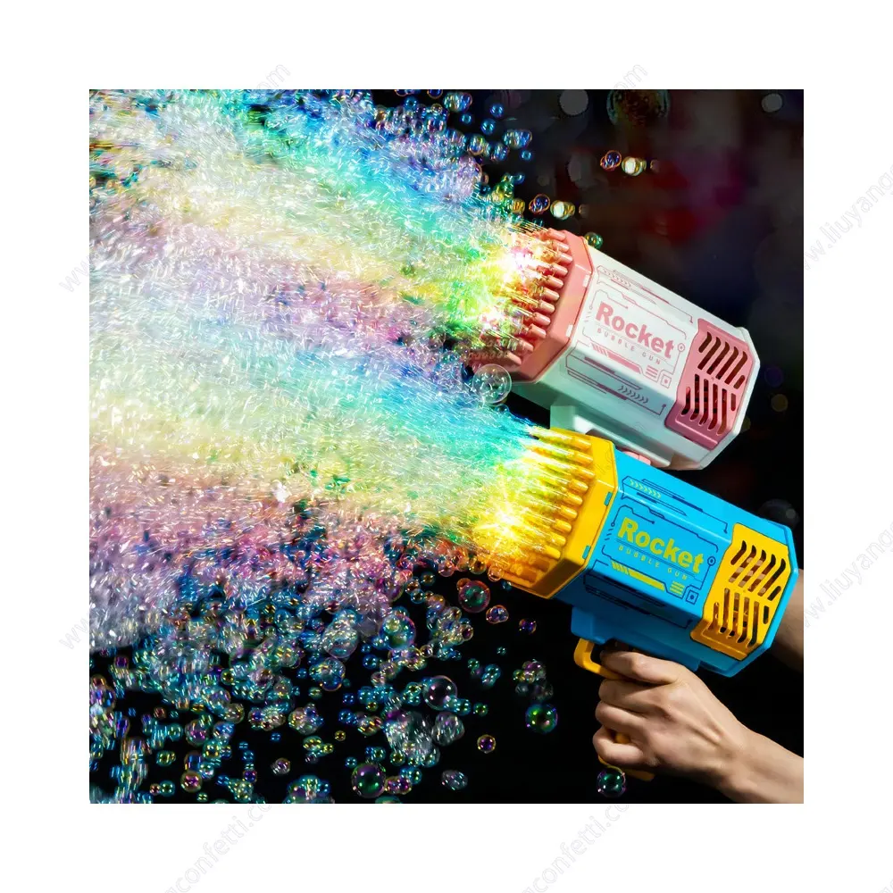 Kunststoff 69 Löcher Rakete Bazooka Bubble Gun Bubble Toys Pistole Wiederauf ladbare elektrische Blasen Maschine Outdoor Sommers pielzeug für Kinder