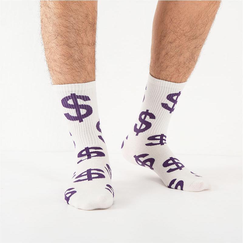 Wholesale Custom Designer Crew Cotton Winter Socks Dollar Pattern Socks Unisex