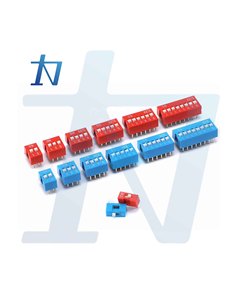 สวิตช์สลับเท้า1P 2 3 4 5 6 7 8 9 10บิต2.54มม. สวิตช์สลับสีแดงสีน้ำเงิน - Product Image 1