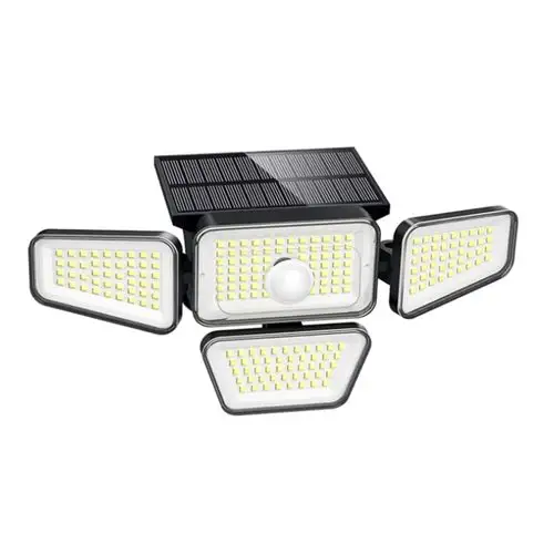 Luces solares para exteriores, 270 LED, Sensor de movimiento Solar, impermeable, 4 cabezales, 3 modos, seguridad, LED, inalámbrico