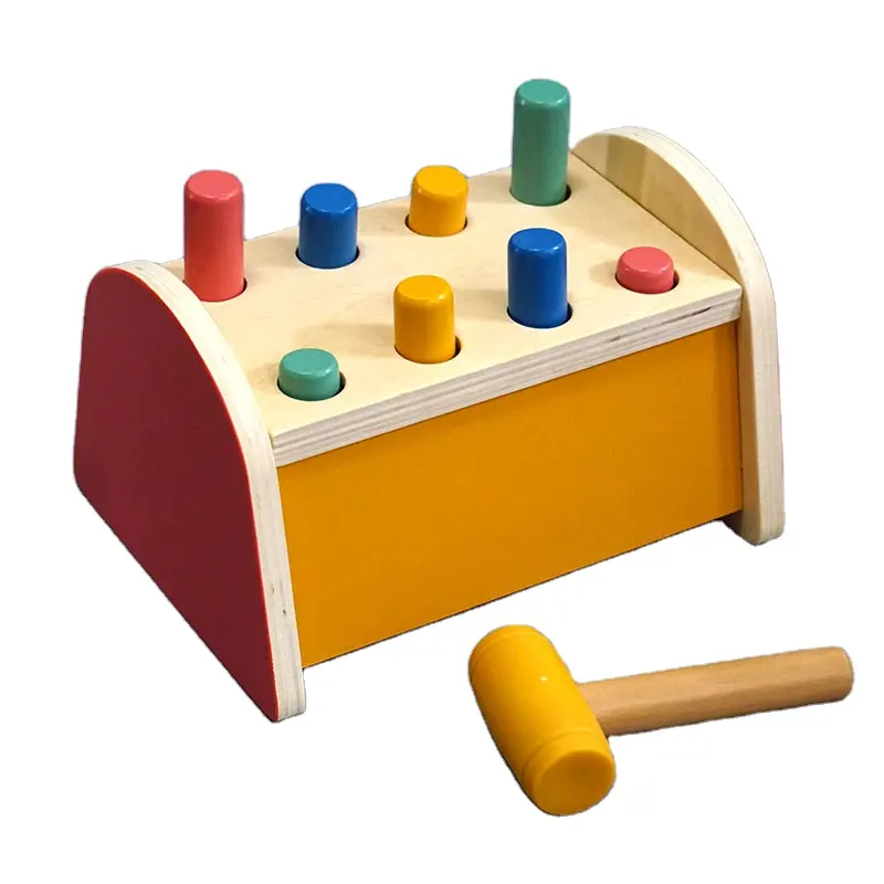 Jouets éducatifs d'apprentissage en bois whack-a-taupe jouet de jeu banc de coups en bois avec maillet