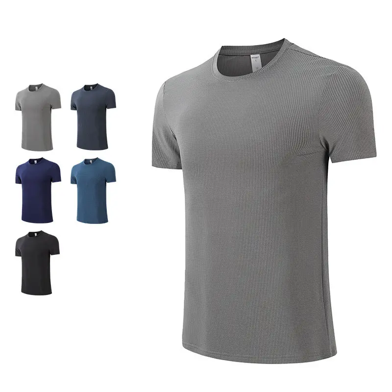 Venta al por mayor de alta calidad fitness camisa transpirable camiseta de entrenamiento de los hombres músculo ropa deportiva delgada gimnasio músculo camisa