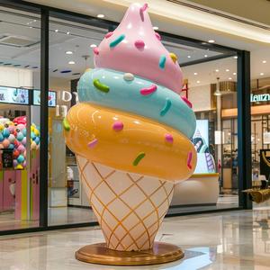 巨型玻璃纤维冰淇淋雕像树脂工艺品模型甜点店装饰雕塑图案艺术主题礼品展示