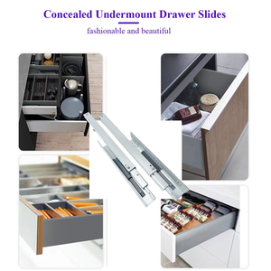 Glissières de tiroir Quincaillerie Glissière de tiroir à montage par dessous Canal télescopique Extension complète Glissière de tiroir à fermeture douce pour armoires de cuisine - Product Image 4