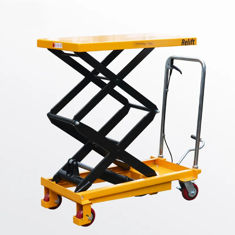 Caminhão hidráulico manual para caminhão, levantador hidráulico para pedal com mesa de elevação pequena 150 kg pts150