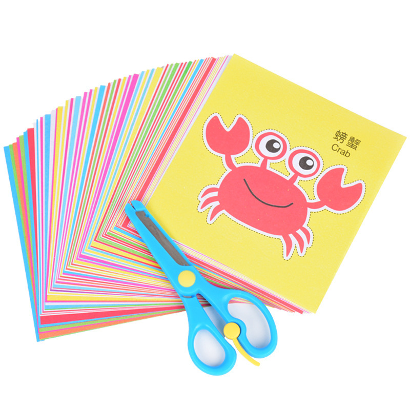 Bolsa de 96 hojas de papel de colores para recortar - 1 tijera