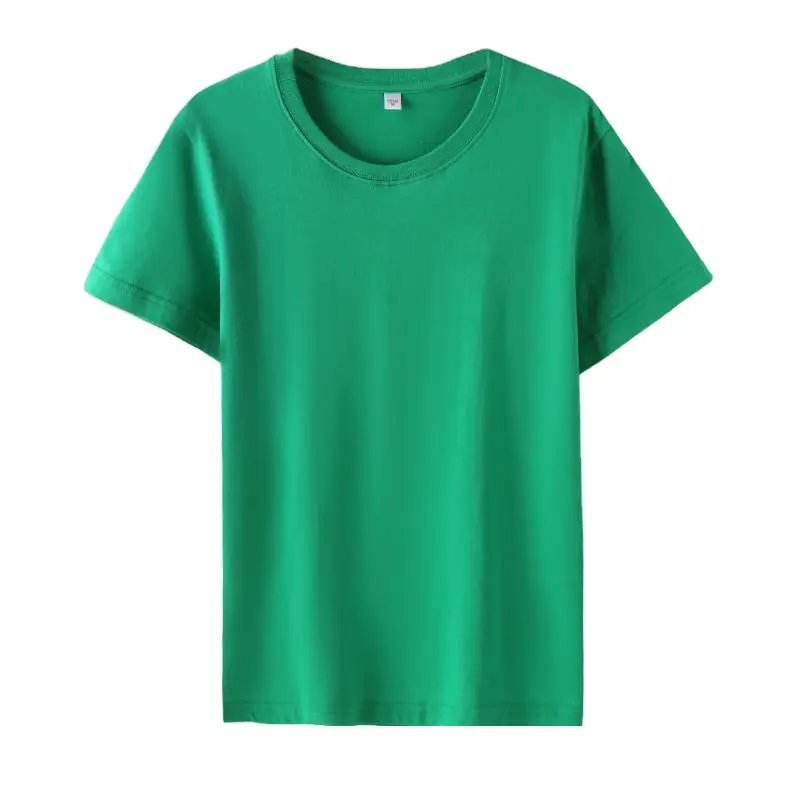 Camiseta de algodón en blanco de Color sólido de alta calidad, Camiseta de cuello redondo lisa con estampado personalizado, camisetas gráficas