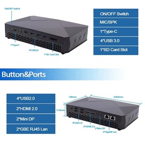 Mini PC Computadora de juegos de escritorio con i7 8709G DDR4 NVME y enchufes de sistema operativo Win10 Tipo AU para uso en el hogar y la Oficina