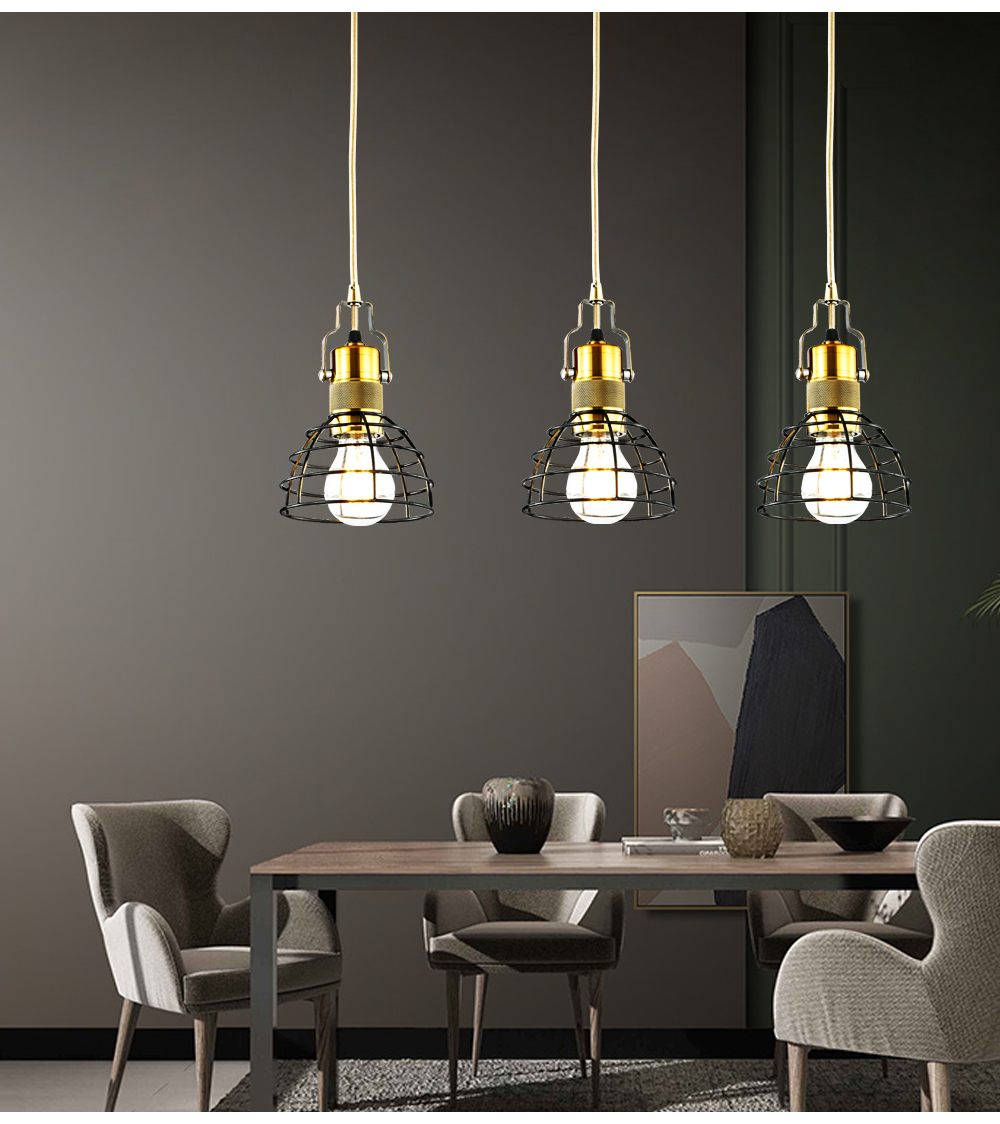 Retro Industrial Pendant Lights Semicircle Creative Coffee Shop Bar Table Single Head Wrought Iron Net Pot Lid Chandelier