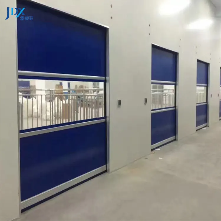 High Quality Safety Windproof Rail High Speed Rolling Factory Fast Door Pvc Roll Up Clear Door