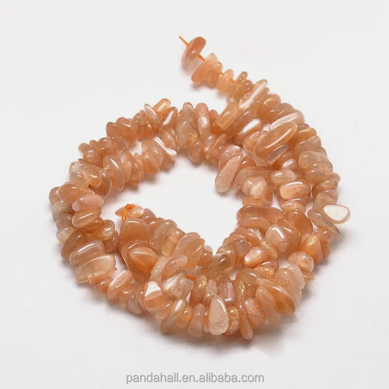 PandaHall 5 hebras 5 ~ 14x4 ~ 10mm Natural Sunstone Chip Beads hebras