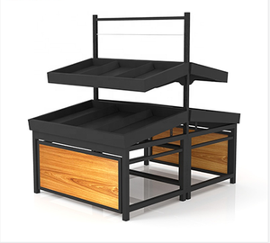 Dragonshelf ชั้นวางไม้เหล็กสองด้าน,ชั้นวางแสดงผักและผลไม้สำหรับซุปเปอร์มาร์เก็ตชั้นวางกอนโดลา