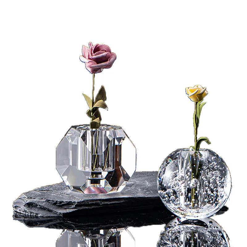 Hot sale Alta Qualidade Pequeno Buraco Único Flor Vasos Mini Vasos De Vidro De Cristal Transparente para Home Decor Acessórios