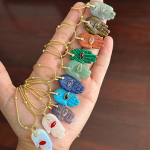 Hamsa el nazar şans koruma Charm kolye doğal kristal kuvars Figa el sembol kolye ile çeşitli zincirler - Product Image 4