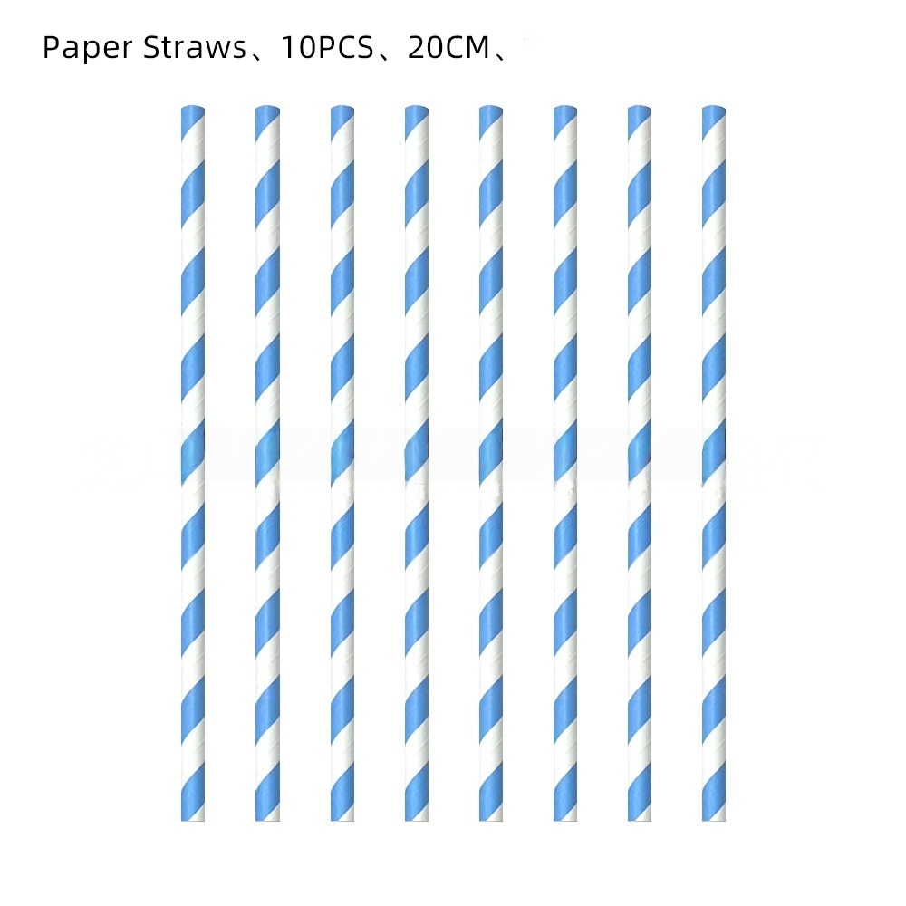 blue Striped straw 10pcs