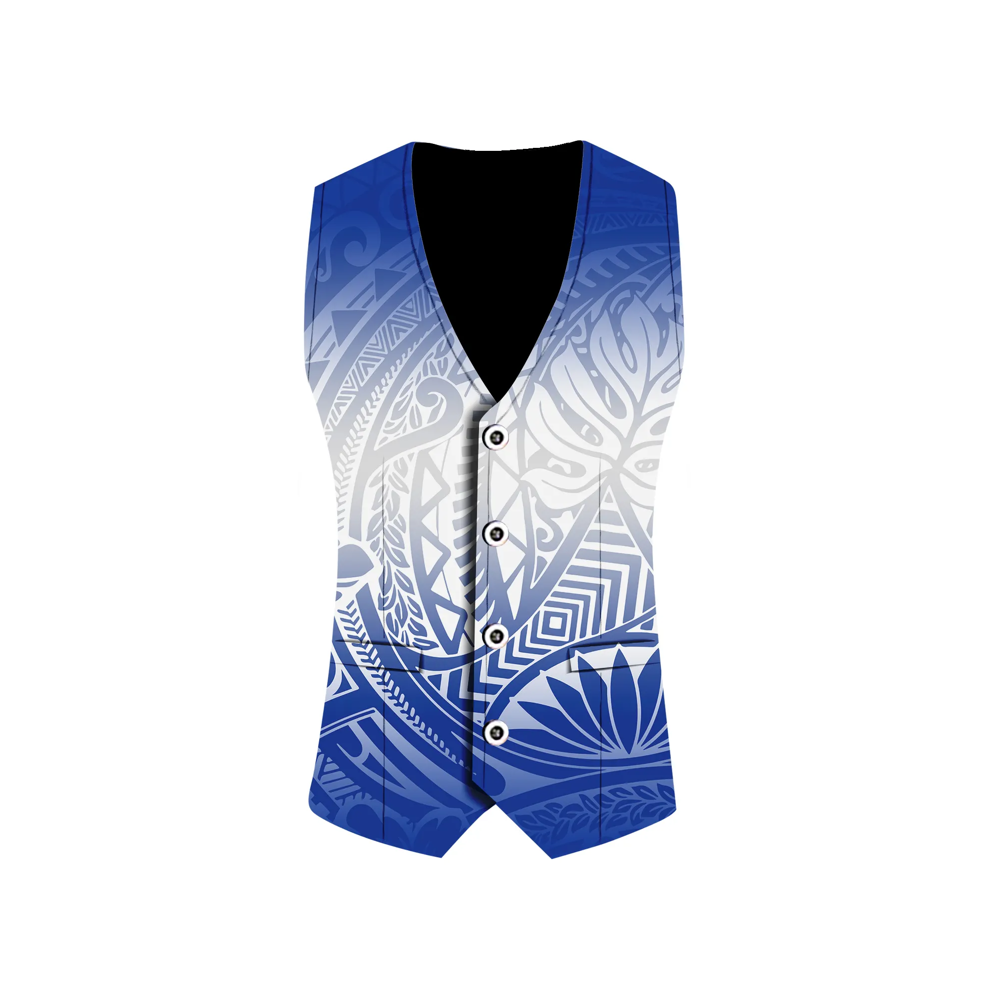 Envío de la gota personalizado Polynesian Tribal Mens boda esmoquin trajes chaleco Samoan Slim chaleco Formal vestido de negocios chaleco