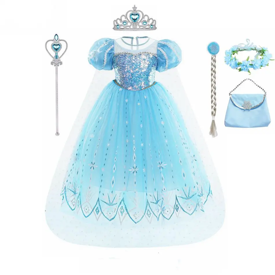 Baige Prinses Elsa Jurk Voor Meisje Kids Cosplay Elsa Kostuum Prinses Jurk Elsa Kostuum