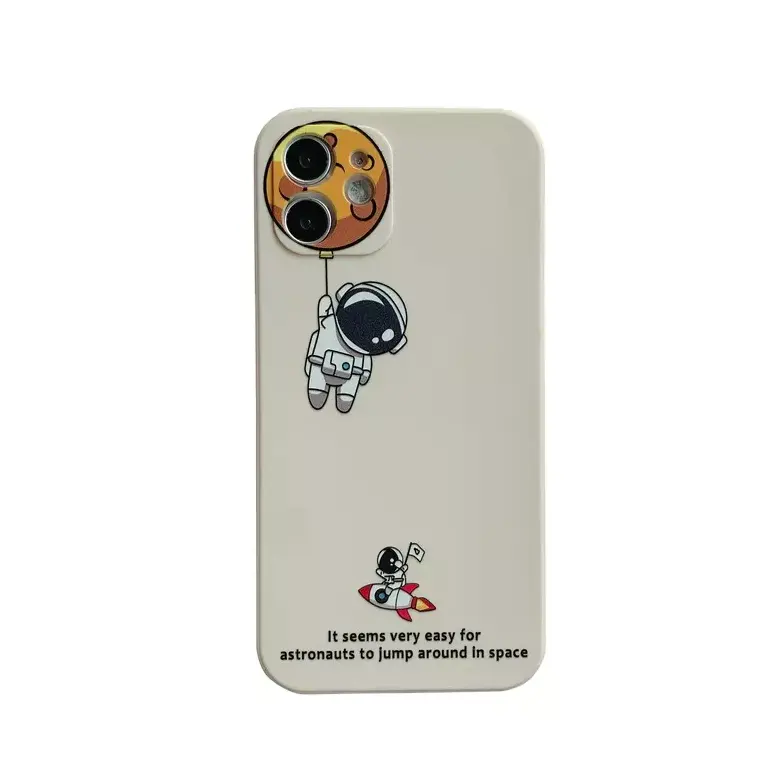 Casing belakang ponsel cetak tahan guncangan lembut TPU pabrik desain lucu kartun astronot untuk Iphone 13 12 11 X XS XR 7 7P 8 8P
