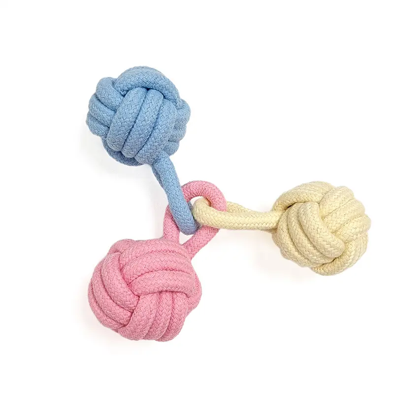 Ensemble de jouets en coton pour chien avec corde de couleur Macaron à bas prix, 6 paquets