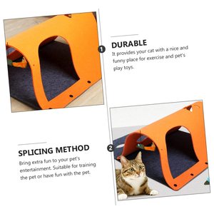Tapete de túnel interactivo para gatos, casa de madera y fieltro DIY para mascotas con hierba gatera colgante, juguete para rascar para Navidad - Product Image 6