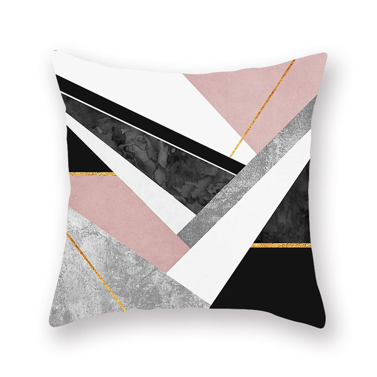 ins Nordic style rose gold pink peach skin velvet cushion cover geometric patchwork velvet cushion cover sofa seat cushion cover