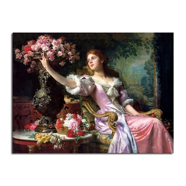 Pintura clásica hecha a mano para mujer, pintura al óleo sobre lienzo, decoración artística