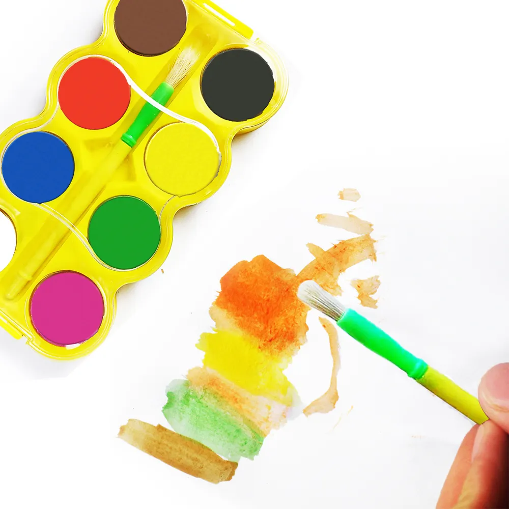 Nicro-gâteaux à peinture aquarelle, 8 couleurs, avec Palette à mélanger et brosse