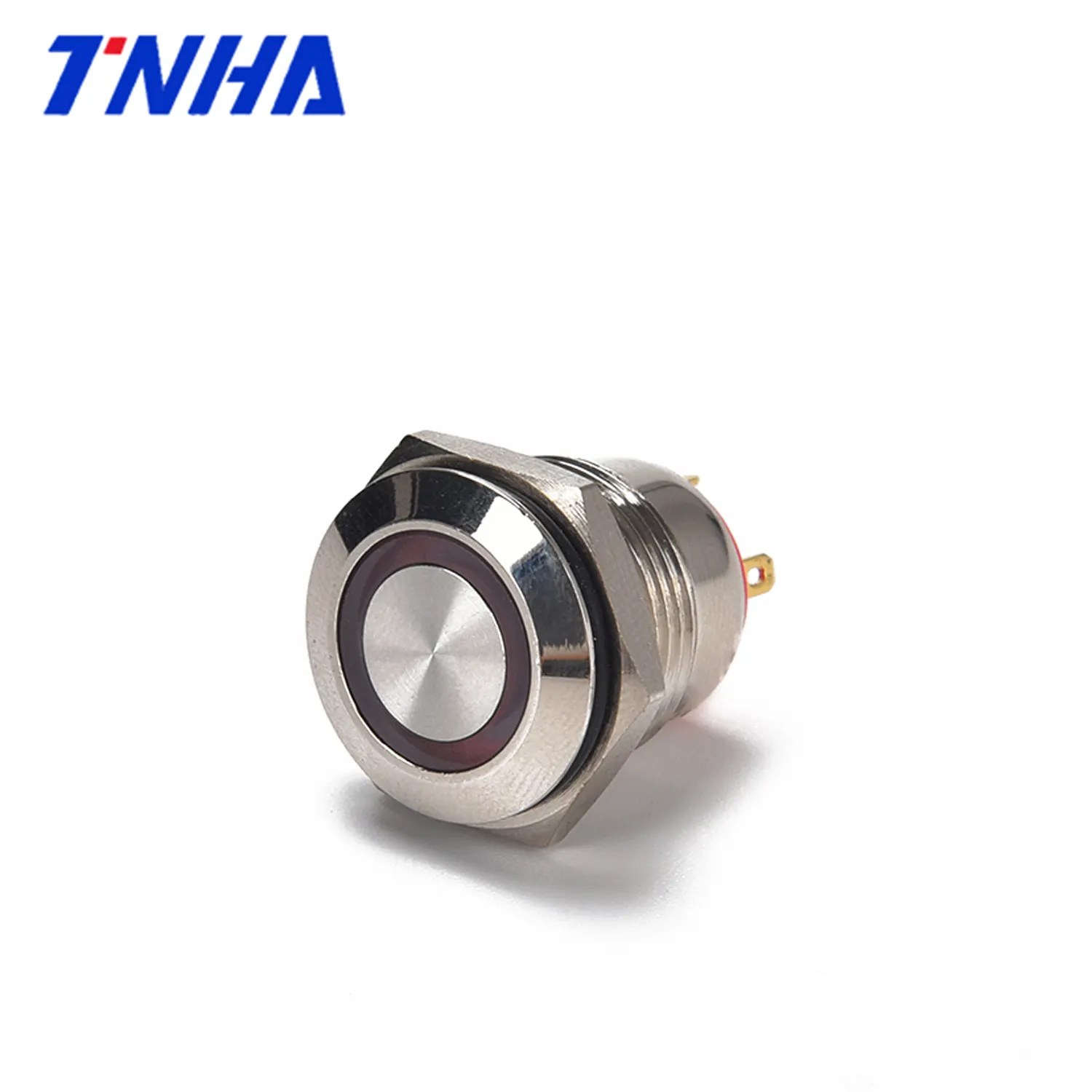 TH16F-P10FE DC 36V IP65 16mm waterproof led metal push button pushbutton Customizable plastic on off switch with lamp
