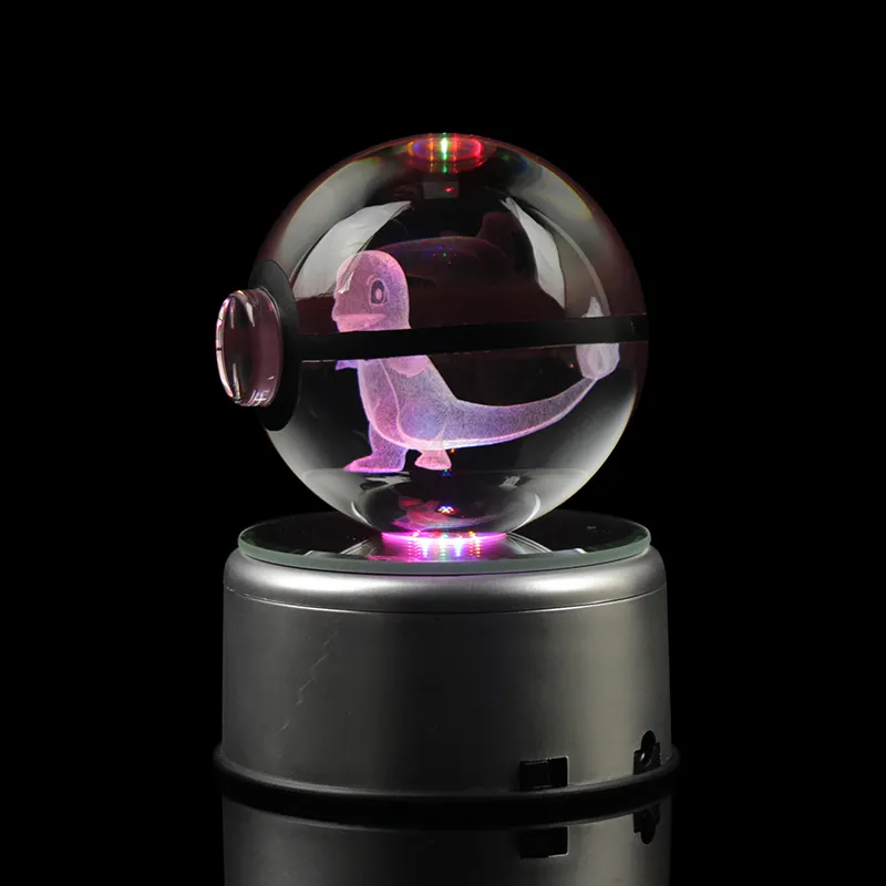 Bola de cristal transparente mágica de moda Dropshipping con Base Led Go Snap Crystal Pokemon Ball personalizado