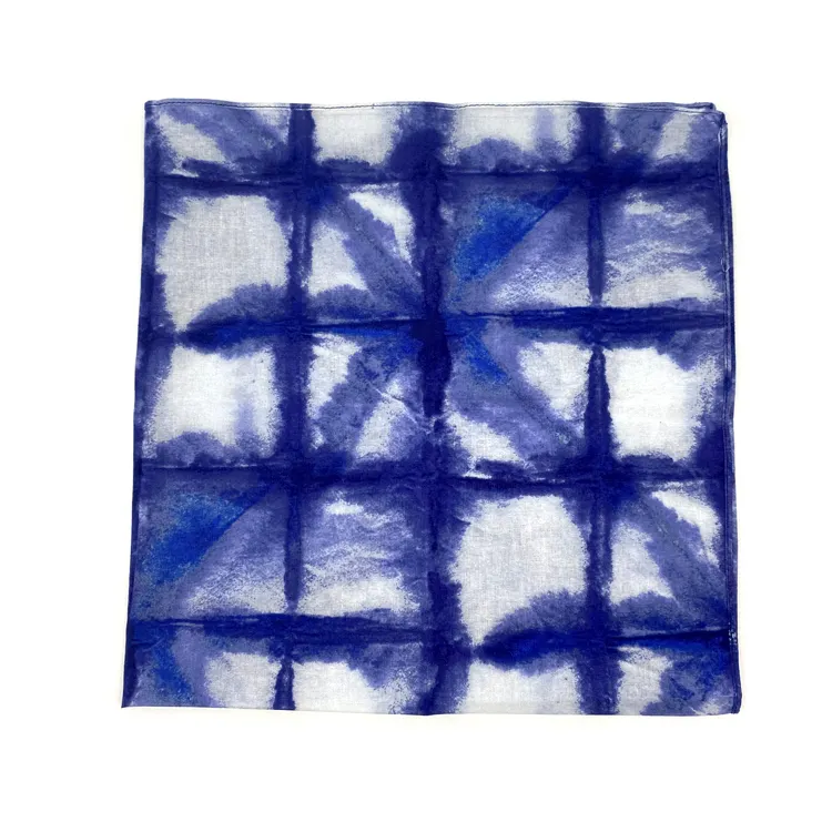 Prezzo all'ingrosso esportazione di alta qualità nuovo blu grigio tie dye motivo geometrico stampato piccola sciarpa cotone unisex bandana fascia