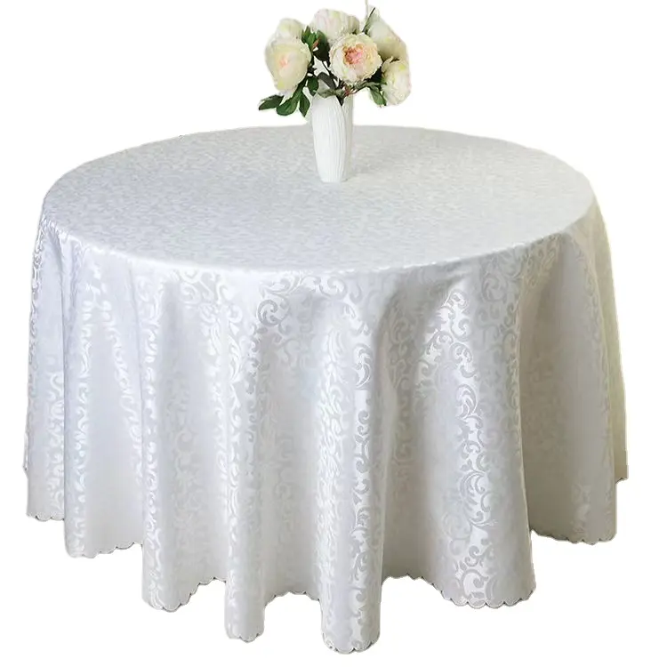 Nappe blanche ronde de 132 pouces 100% Nappes en polyester nappes pour mariage