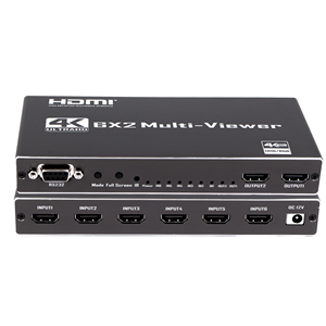 4K para HDMI Seamless Switcher 6x2 Multiviewer en tiempo real Multi Viewer 6 entradas 2 salidas con convertidor divisor de video RS232 remoto