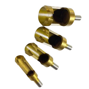 4PCS Titanium Coating <strong>1</strong>/<strong>4</strong> Round Shank Plug Woodworking Cutter Set 6-16 mm <strong>Hole</strong> Wood Core Drill Bit for Power Tool