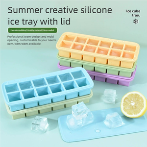 Lớn vuông Silicone <span class=keywords><strong>Ice</strong></span> <span class=keywords><strong>Cube</strong></span> <span class=keywords><strong>Tray</strong></span> với rò rỉ bằng chứng nắp cho cocktail Whisky súp đóng băng đồ dùng nhà bếp - Product Image 2