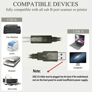 Printer Cable <strong>2.0</strong> Printer Scanner Cable Cord <strong>USB</strong> Type <strong>a</strong> Male to B Male High Speed - Product Image 6
