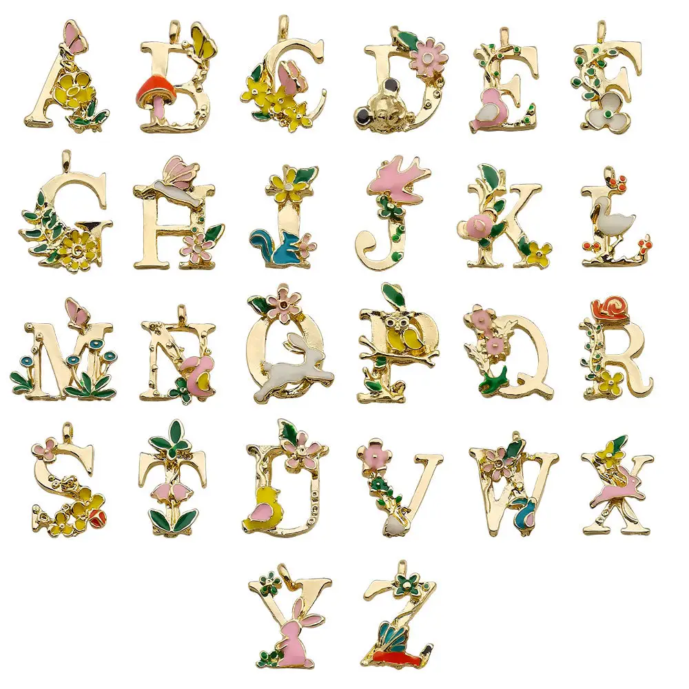 Hobbyworker pingente esmalte em inglês, decoração floral pequeno com letras p0523 2022