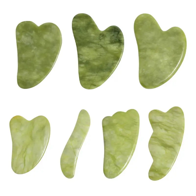 Wholesale Green Gua Sha Tools Scraping Massage Gua Sha Stone For Beauty Cheap Xiuyan Jade Guasha Plate