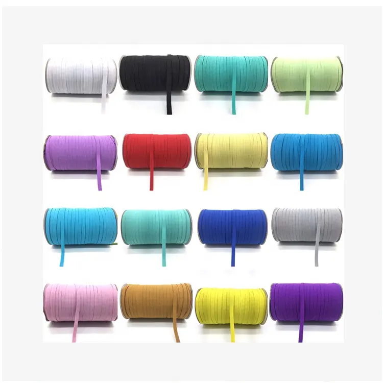 Rubber Latex Thread Custom Elastic Bands Flat Narrow Stripes Wholesale Multi-colors 7mm Customized Coated Underwear Elastic