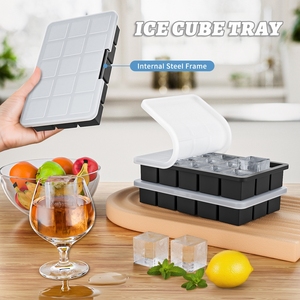 BPA-Miễn phí 15-khoang Silicone <span class=keywords><strong>Ice</strong></span> Cube khay tràn-proof máy rửa chén an toàn với cá nhân khoang thân thiện với môi DIY tính năng - Product Image 6